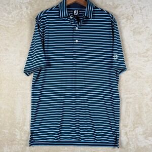 Footjoy FJ Mens Golf Polo Shirt Blue Light Blue‎ Striped Performance Size M